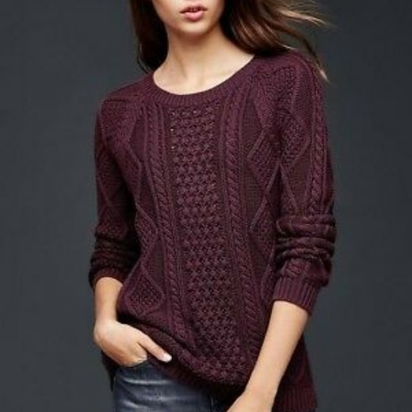 GAP Sweaters - Plum Wine Cable Knit Sweater